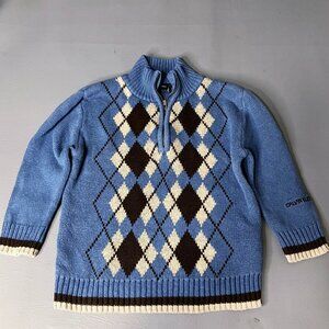 Calvin Klein Jeans Boys 2T Argyle 1/4 Zip Sweater Blue Brown